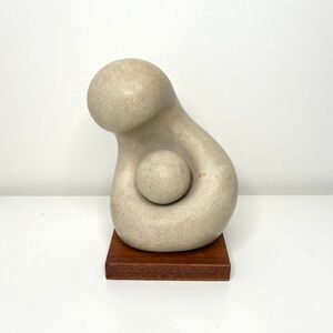 Mother and Child abstract sculpture, Walter Hannula, 1960s
Soapstone and wood